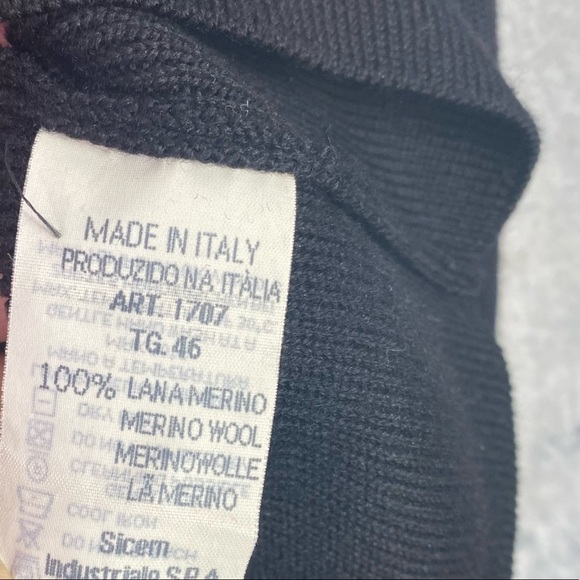 EMPORIO ARMANI Black Merino Wool Long Sleeve Sweater Size Large - Picture 7 of 8